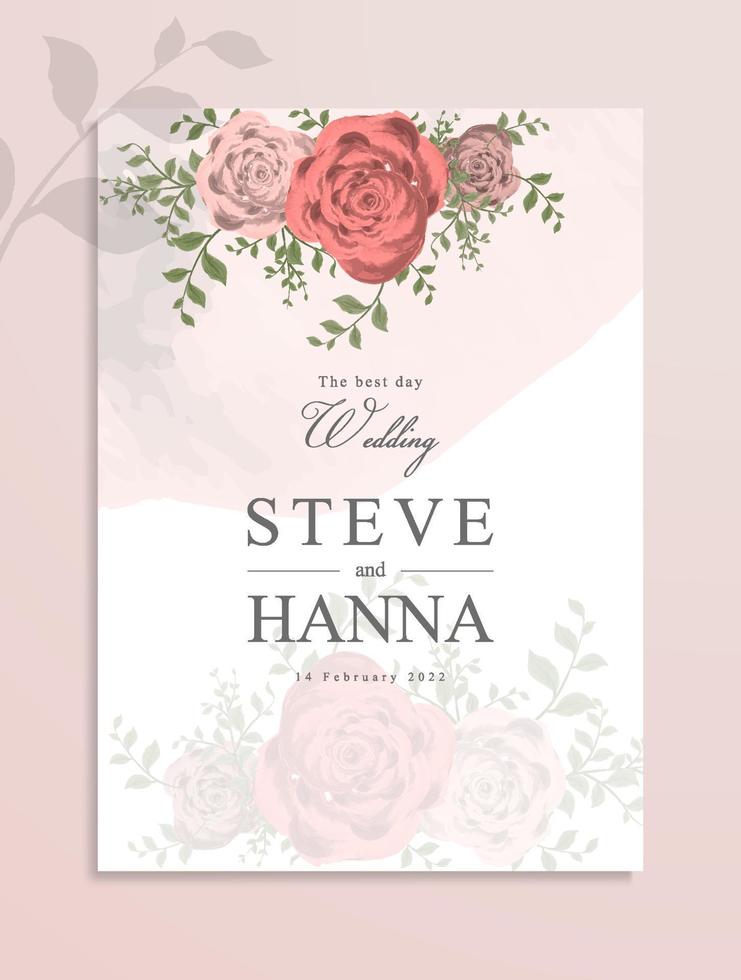 Front wedding invitation template with flower theme vector