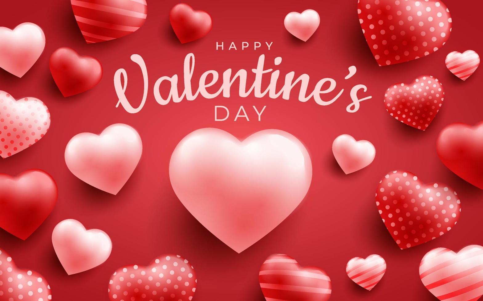 Happy valentines day banner with sweet hearts vector