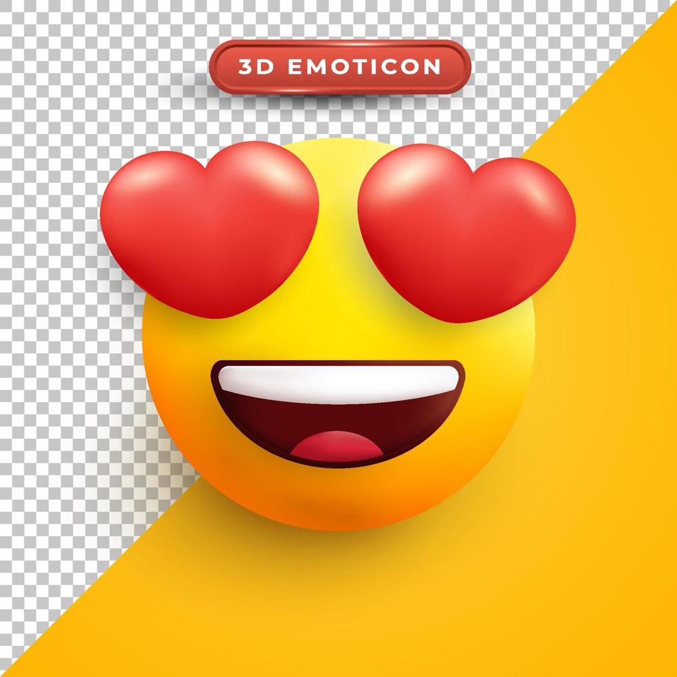 Emoticon de amor 3d con fondo transparente vector