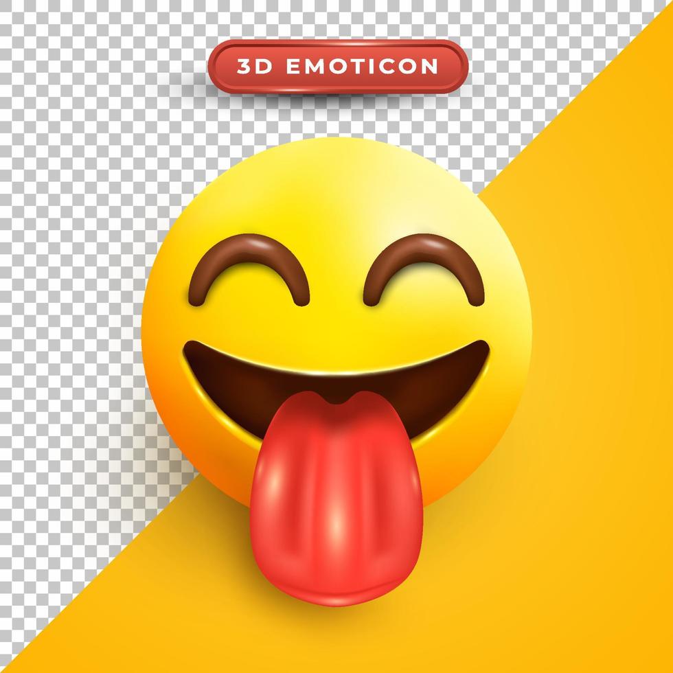 3d emoji closing eyes with tongue out vector