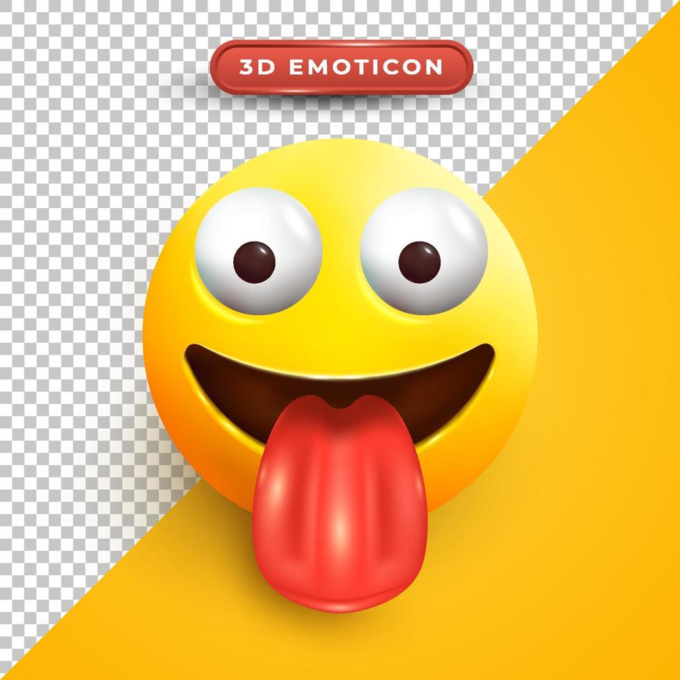 3d emoji happy with tongue out vector