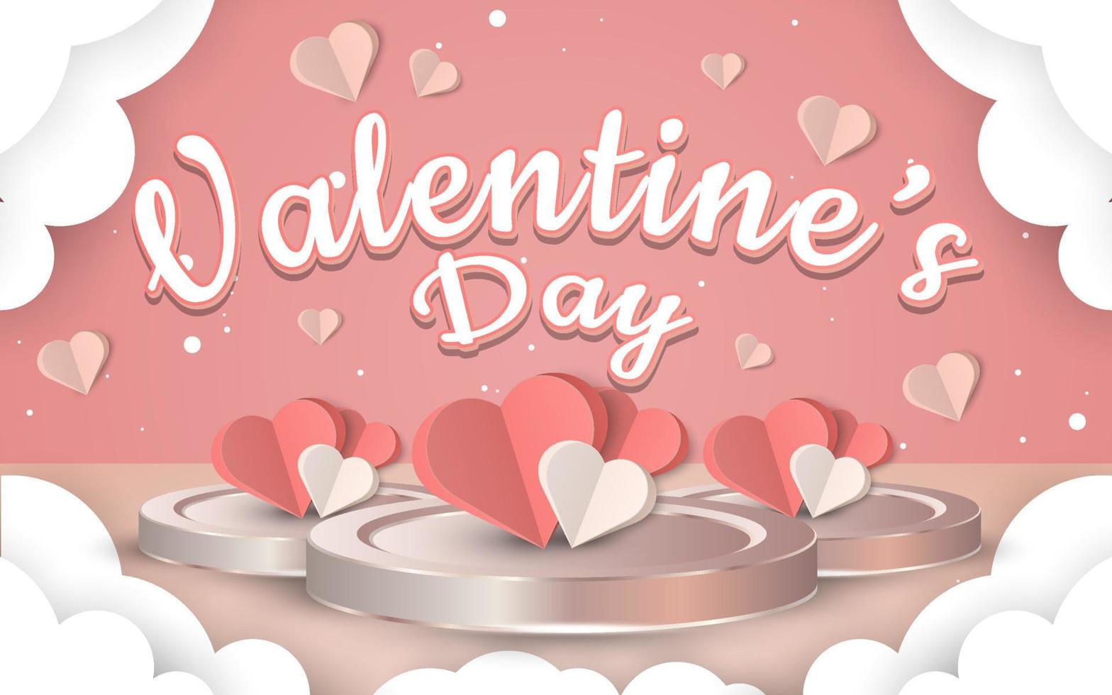 Valentines day with paper style vector