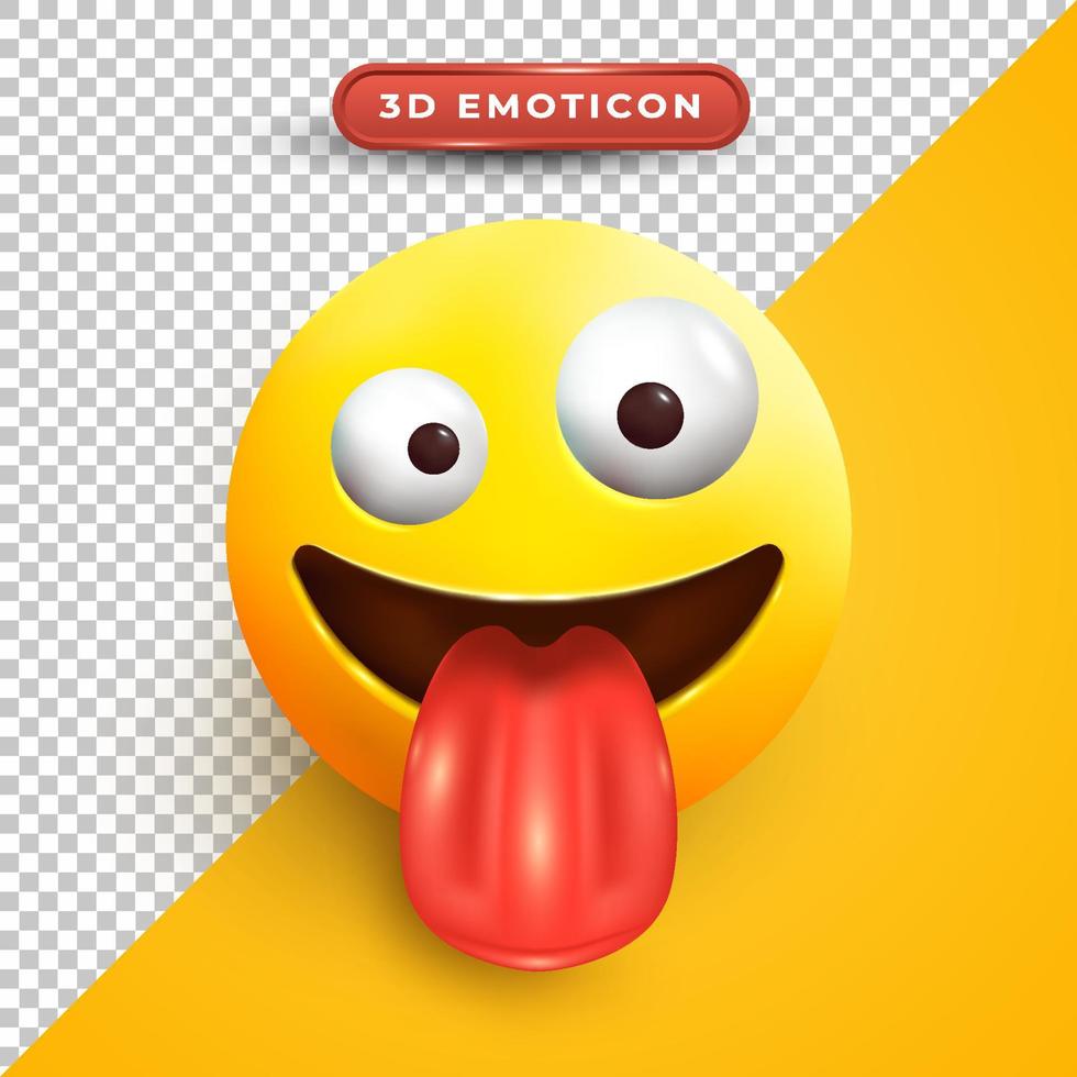 cara loca emoji 3d con lengua afuera vector