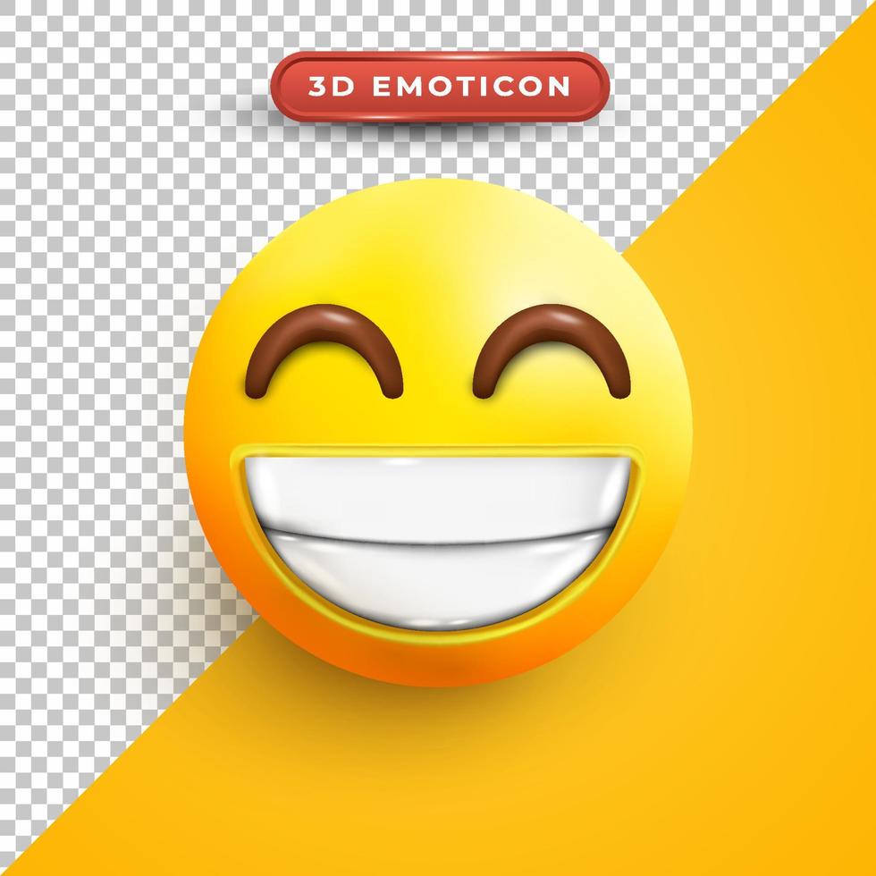 3d smile emoji with transparent background vector