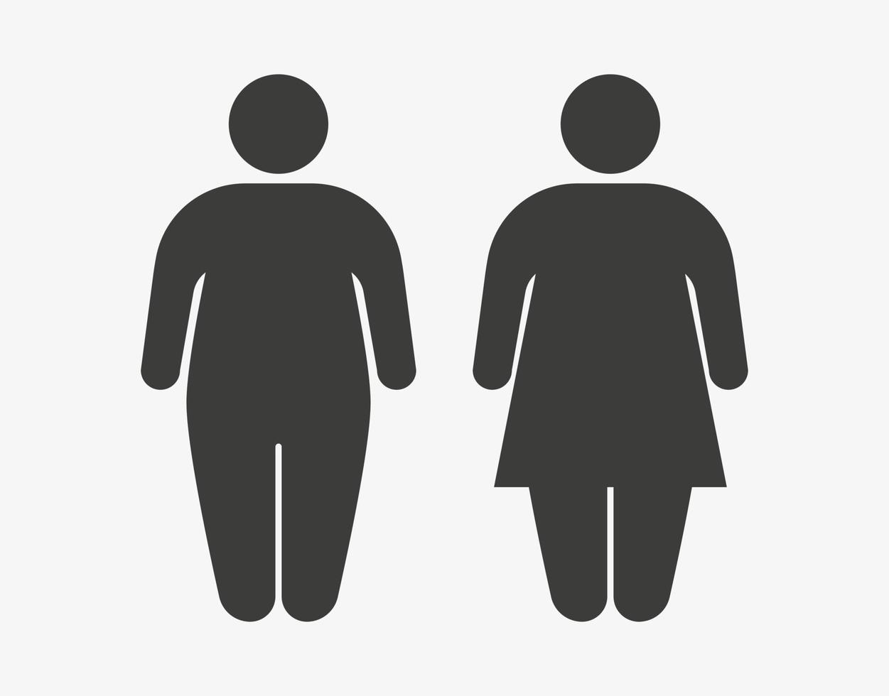 icono de pareja gorda. Ilustración de vector de hombre y mujer obesos aislado sobre fondo blanco