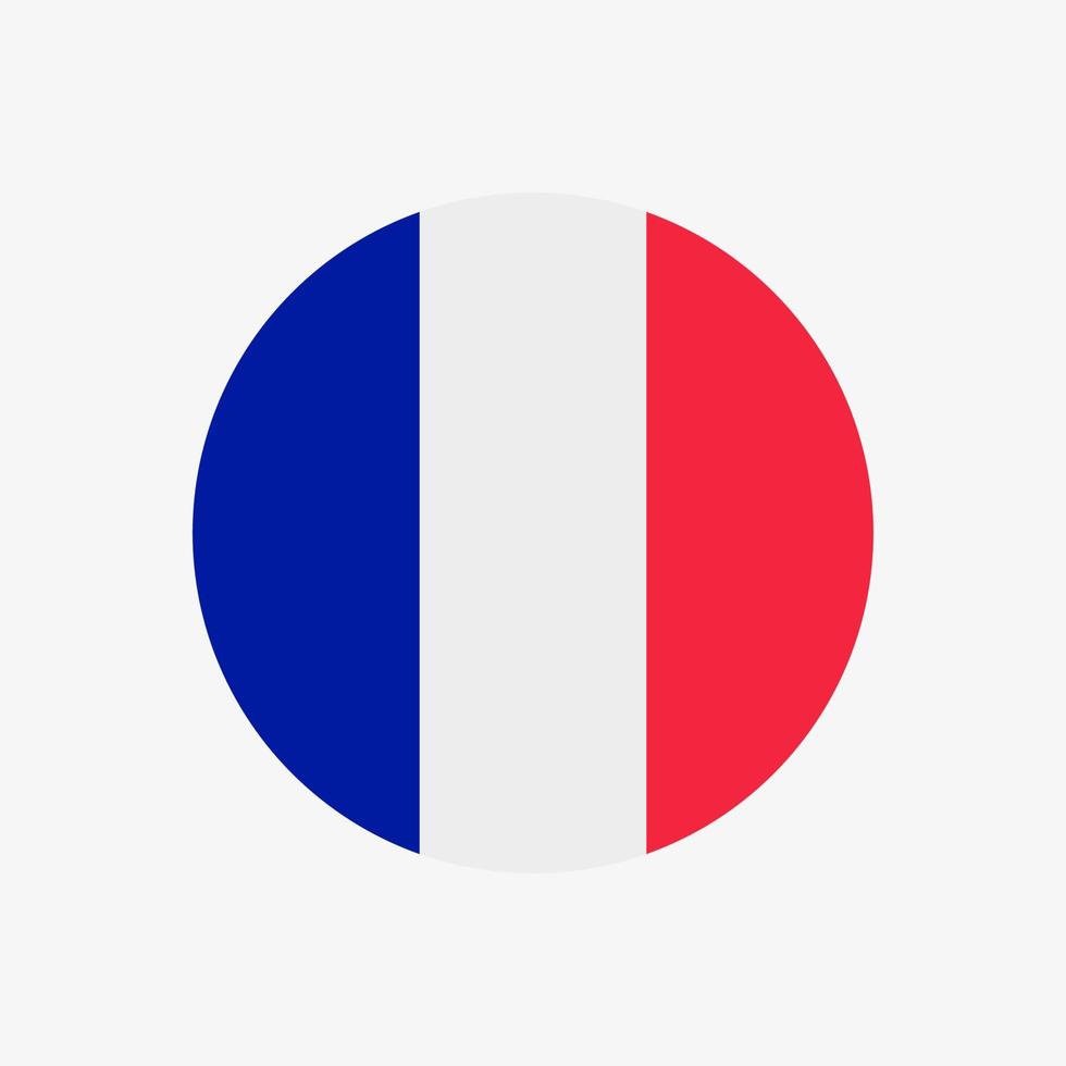 Round french flag vector icon isolated on white background. The flag of France in a circle