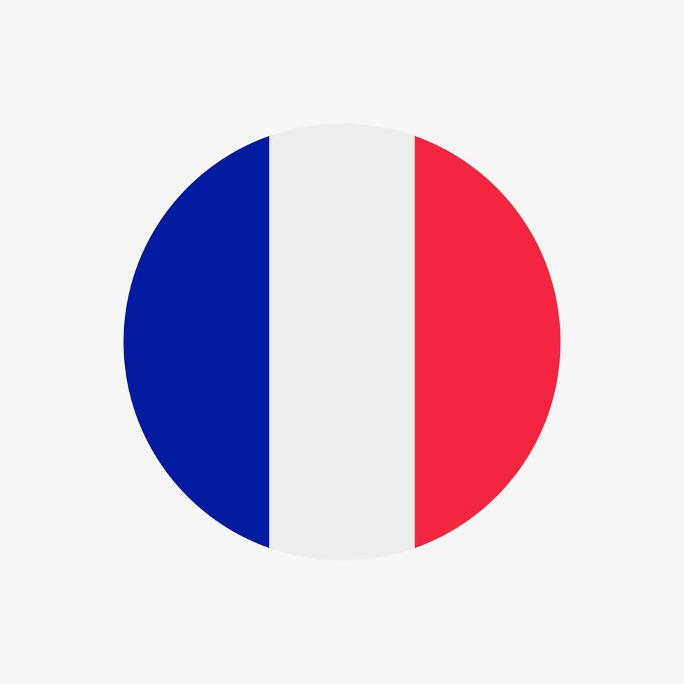 icono de vector de bandera francesa redonda aislado sobre fondo blanco. la bandera de francia en un círculo