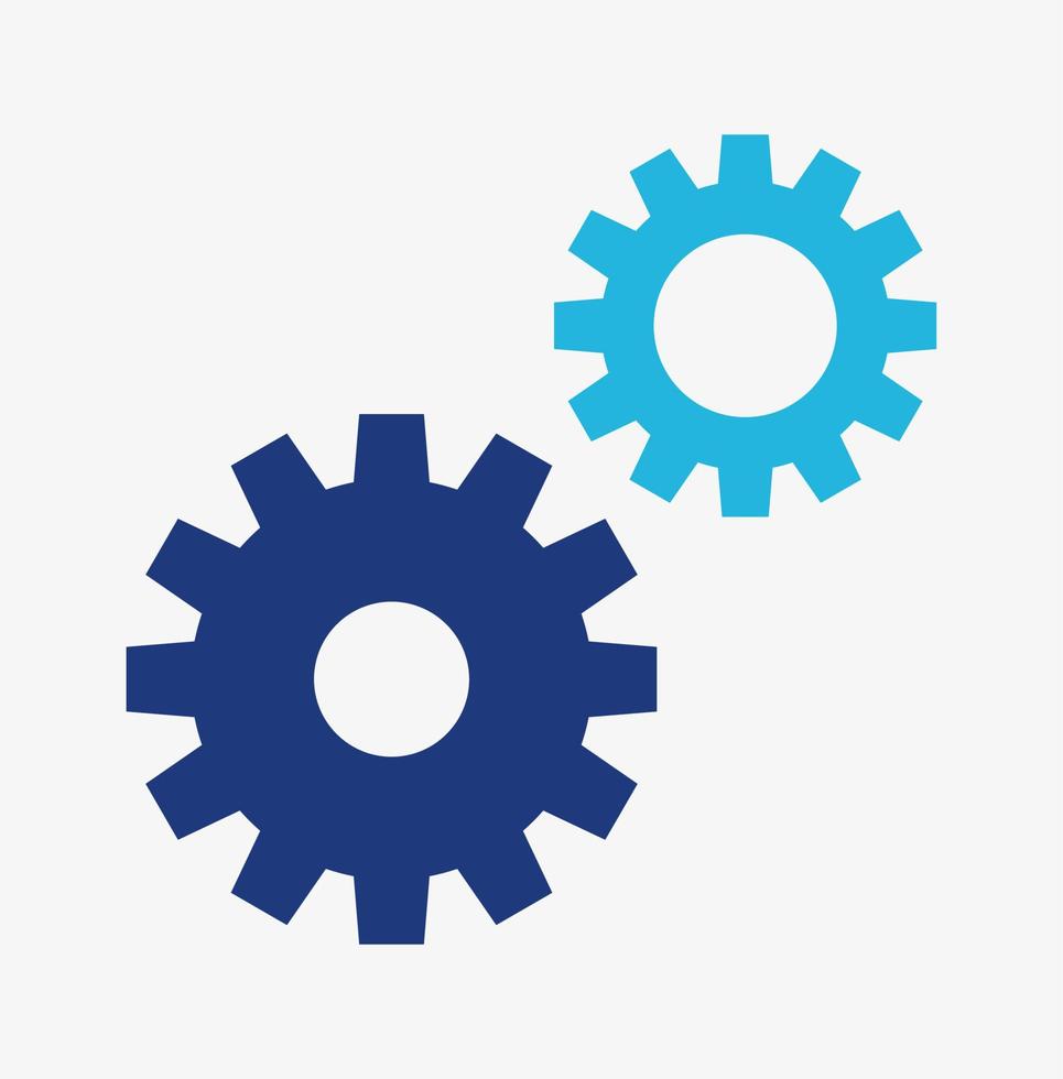 Two simple blue gear icons isolated on white background vector