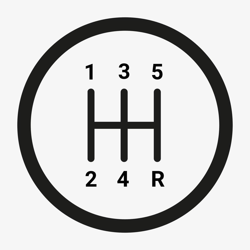 Five speed manual gear shift vector icon. Five gear manual transmission shift symbol. Automotive parts