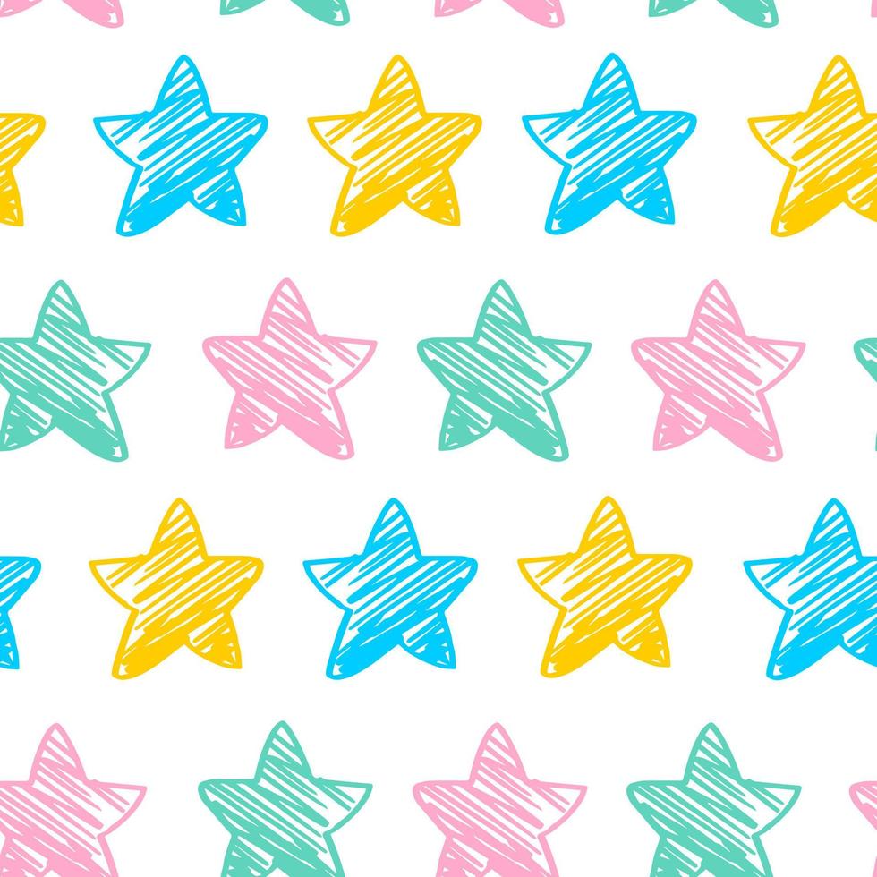seamless pattern with colorful doodle stars. vector