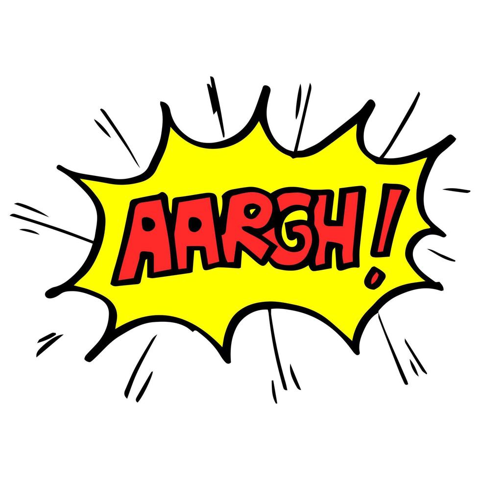 Hand drawn comic speech bubbles with emotion and text aargh. vector doodle comic explosion cartoon illustrations isolated for posters, banners, web, and concept design.