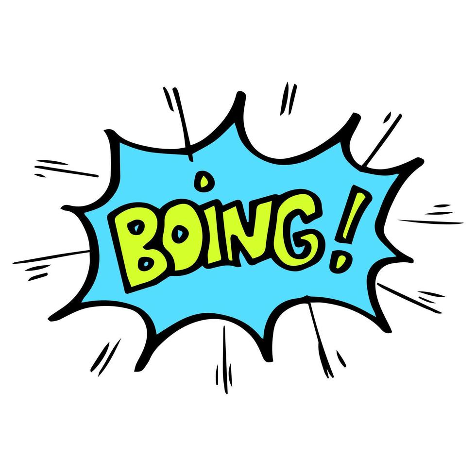 Hand drawn comic speech bubbles with emotion and text boing. vector doodle comic explosion cartoon illustrations isolated for posters, banners, web, and concept design