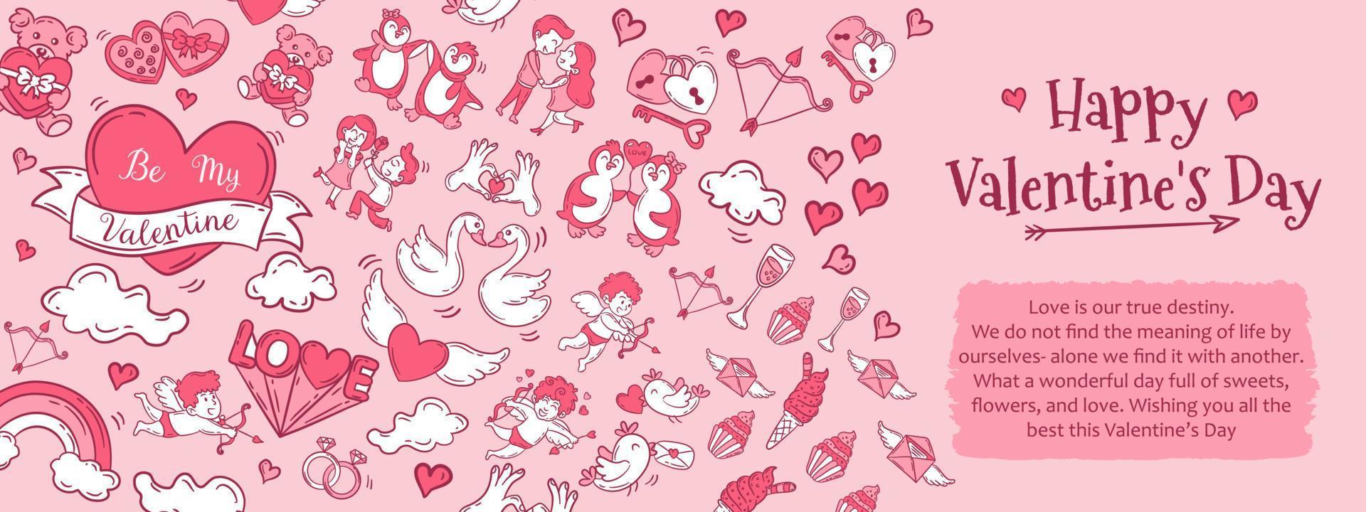 Valentine's day horizontal banners illustration. Background template for Valentine's Day celebration vector