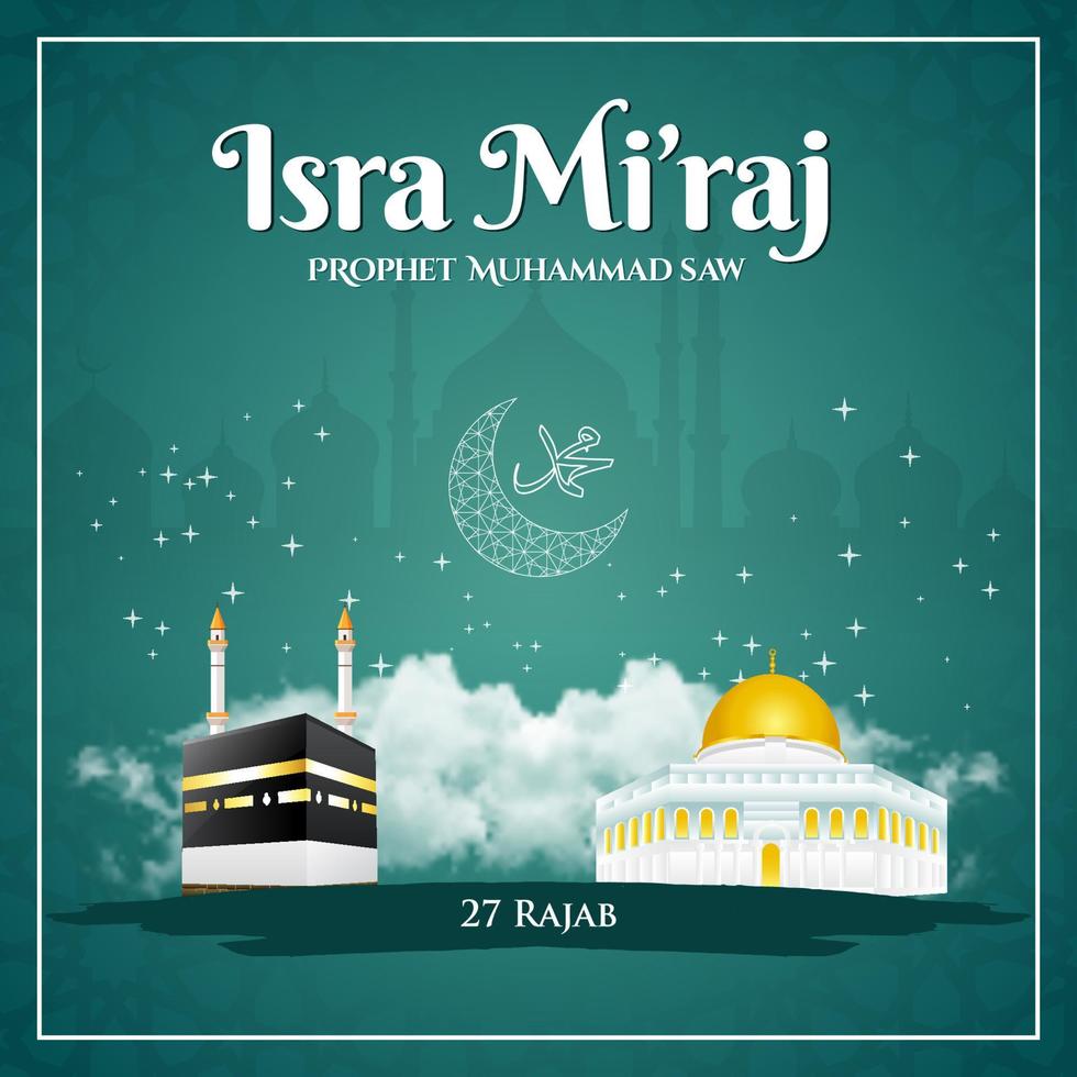 isra Mi'raj prophet Muhammad SAW. vector illustration
