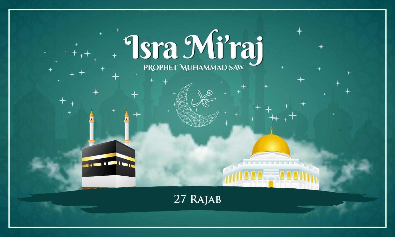 isra Mi'raj prophet Muhammad SAW. vector illustration