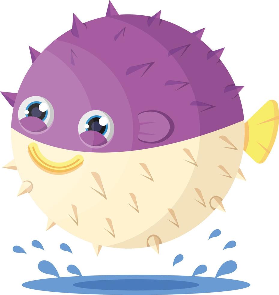 pufferfish cartoon smiling vector illustration