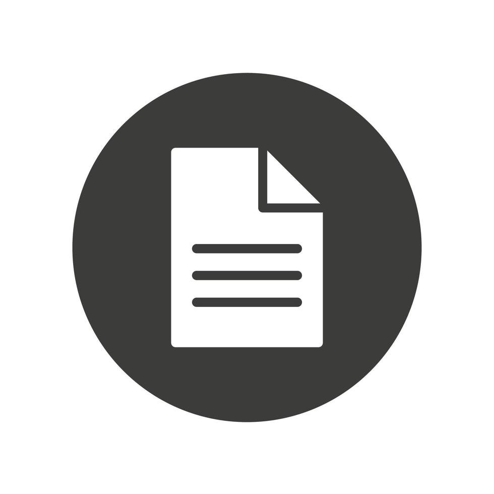 círculo de icono de vector de documento. símbolo de archivo. icono de papel