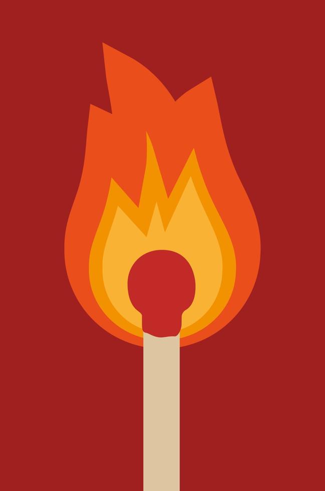 A vector illustration of a burned match on a dark red background