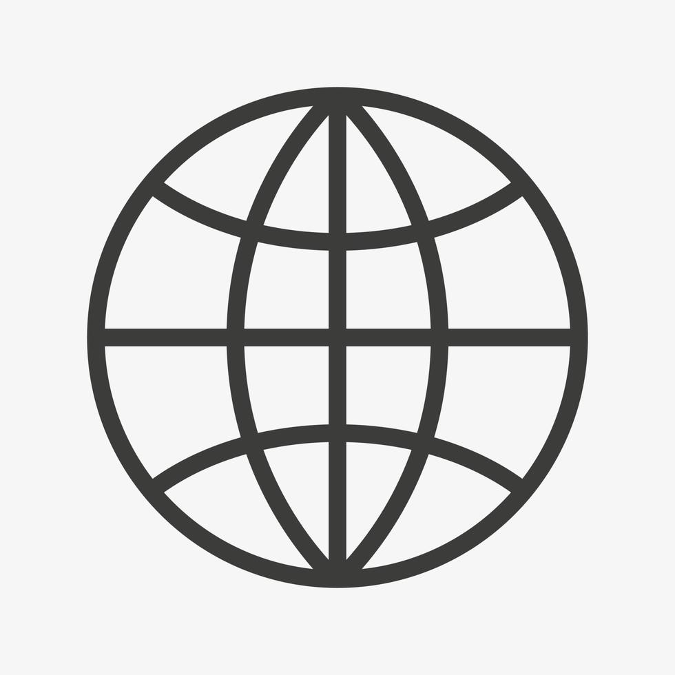 icono de vector de globo. símbolo mundial aislado sobre fondo blanco
