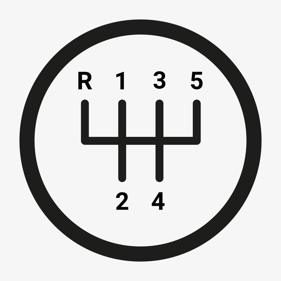 Five speed manual gear shift icon. Five gear manual transmission shift vector symbol. Automotive parts