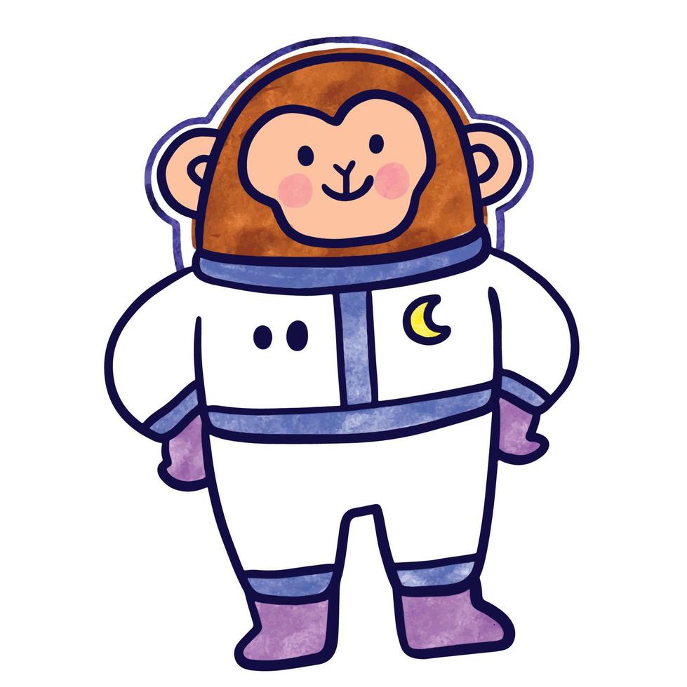 vector de mono astronauta lindo de dibujos animados de acuarela. 5948623  Vector en Vecteezy
