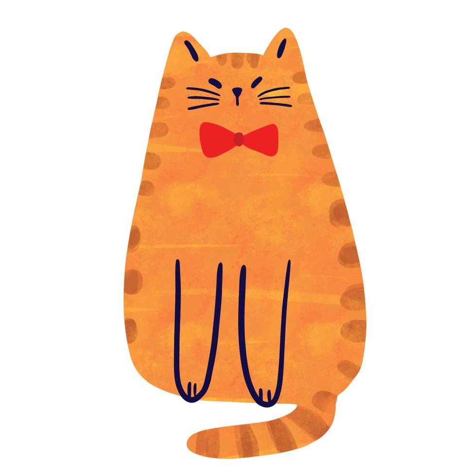 vector de gato divertido lindo de dibujos animados de acuarela.