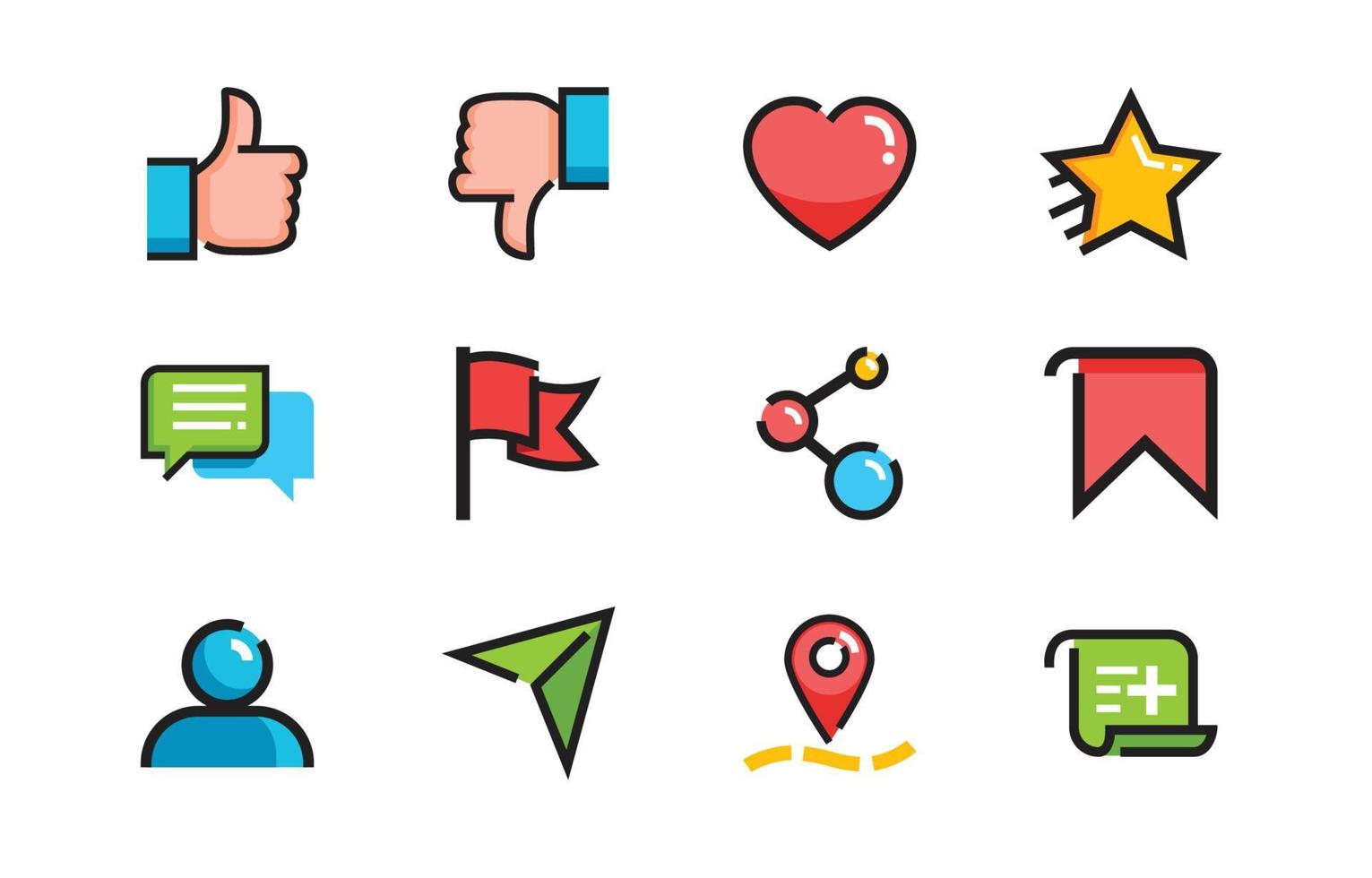 Social Media Reactions and Actions Colorful Icons Set 5948640 Vector