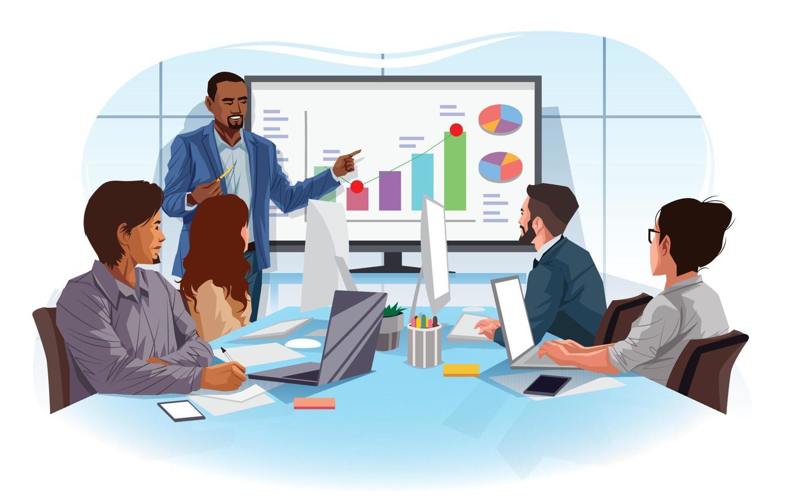 Diverse Business People Meeting at Boardroom Table Concept vector