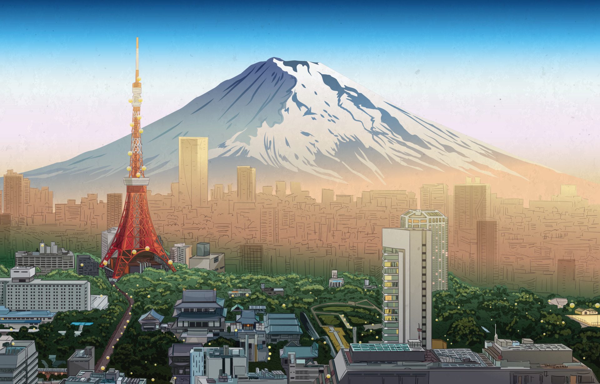 Tokyo City Japan At Sunset In Ukiyo e Style Background 5948652 Vector tokyo-city-japan-at-sunset-in-ukiyo-e-style-background-5948652-vector