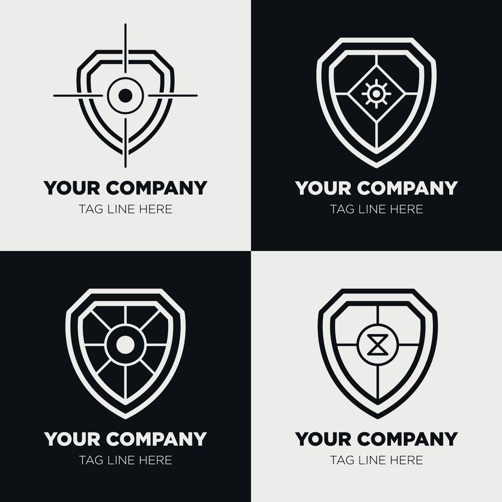 Shield logo icon template collection set design, generic line style vector