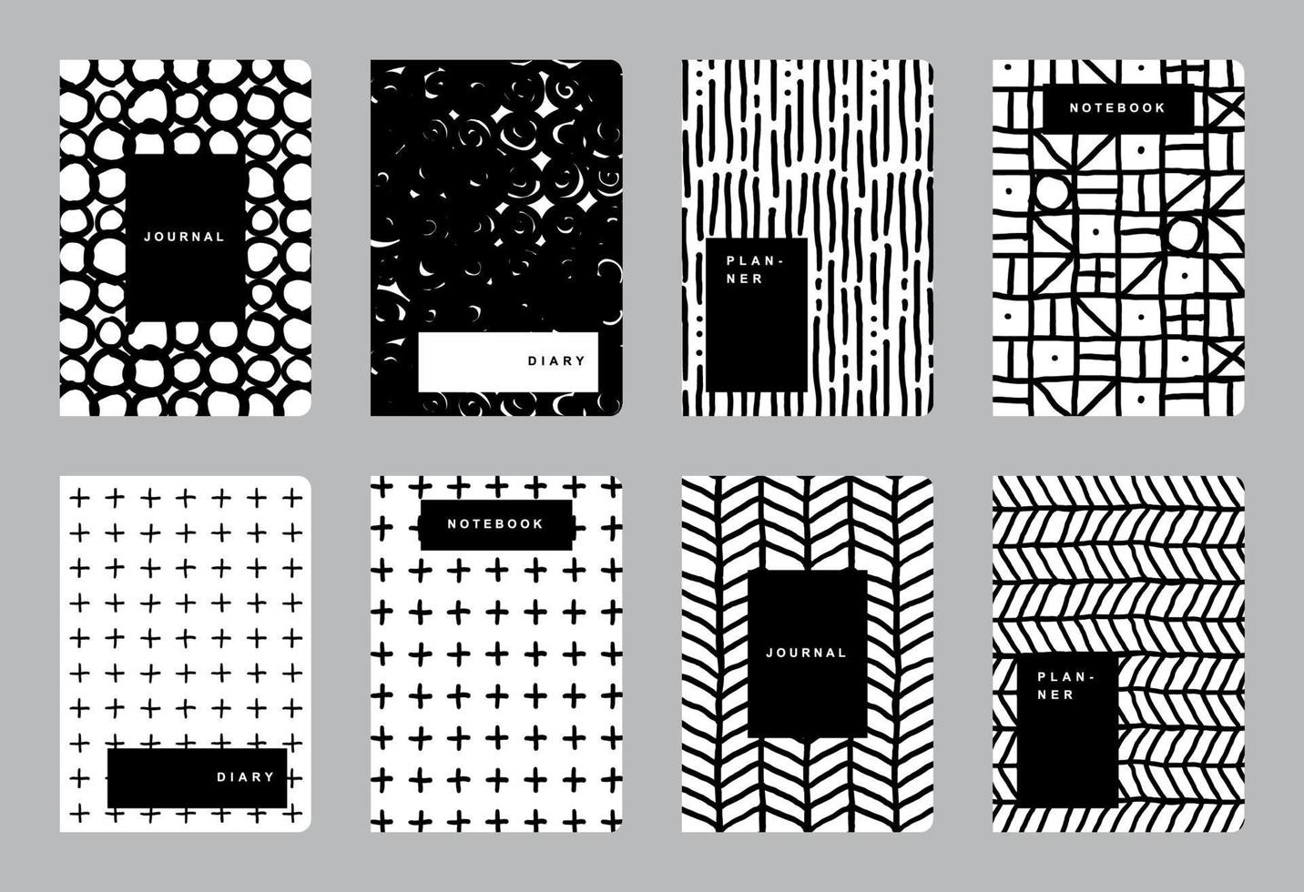 Set of cover page templates with hand drawn pattern vector