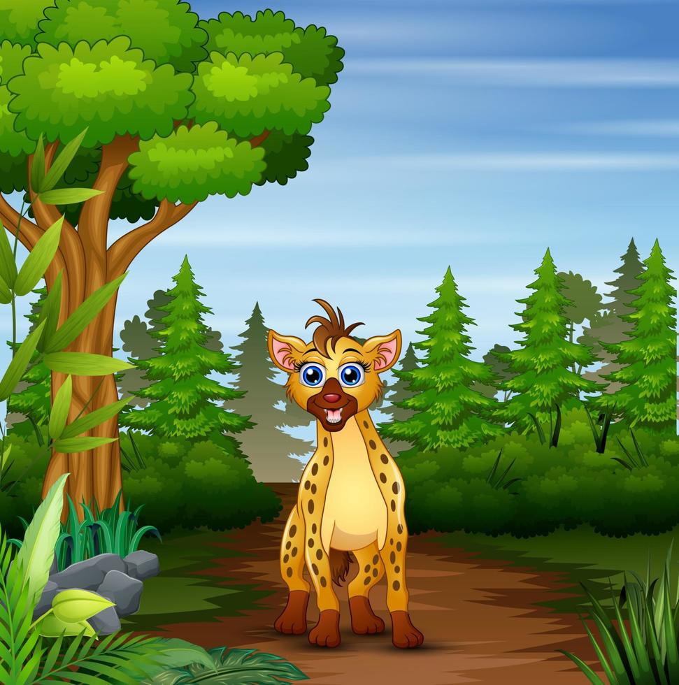 A hyena looking for prey at forest scene vector