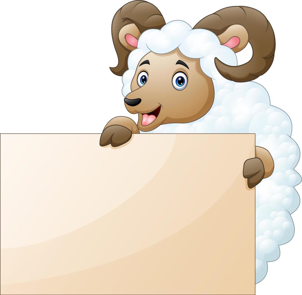 Sheep with empty boards on a white background vector