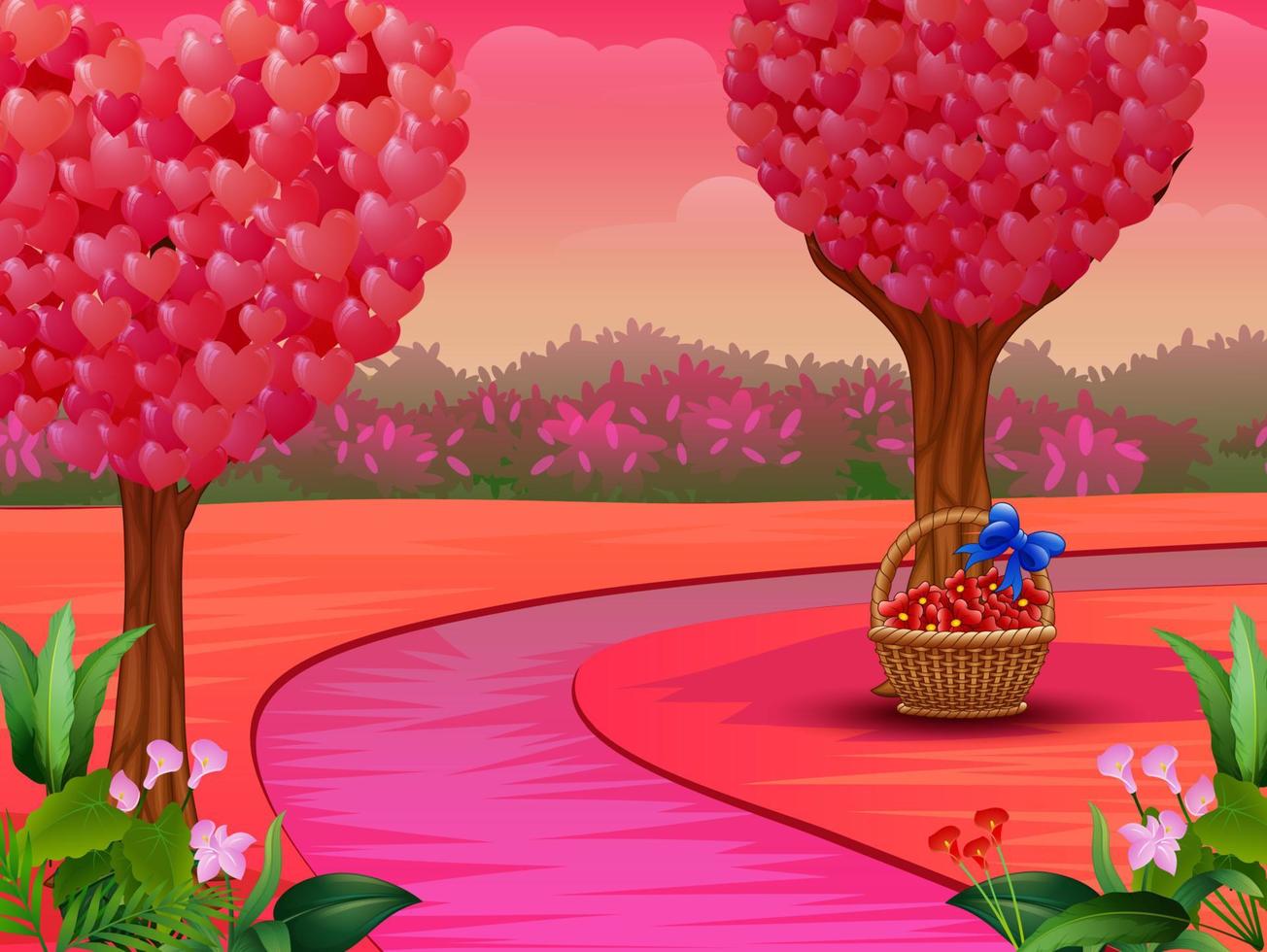 Valentine day concept with heart tree on nature vector
