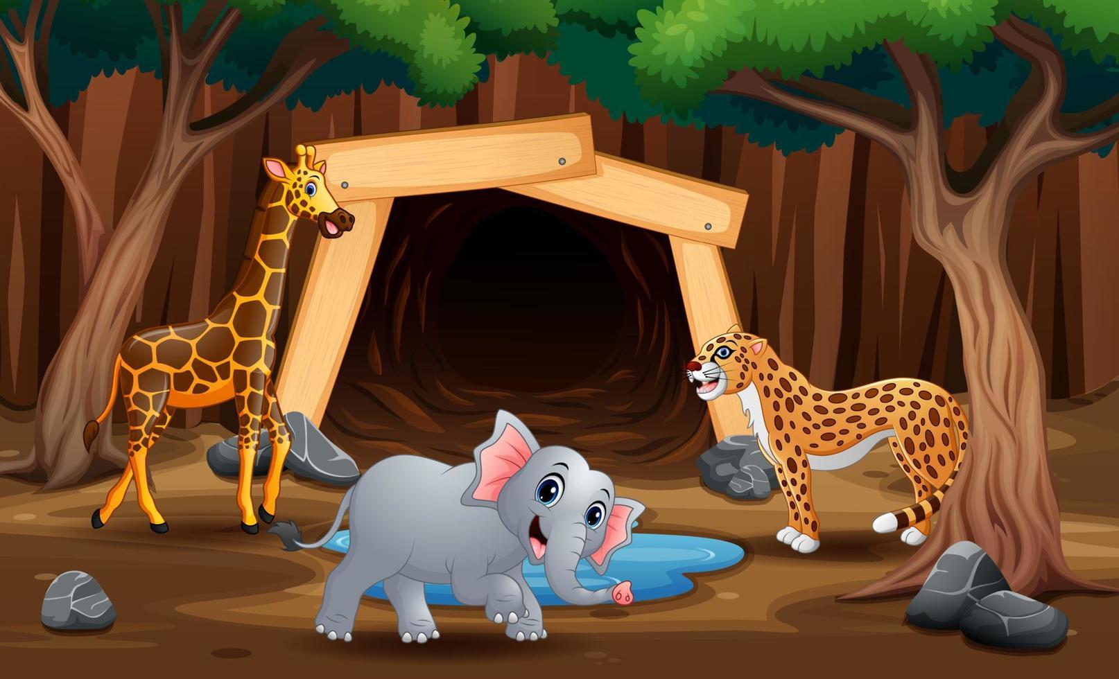 A wild animal playing in nature illustration vector