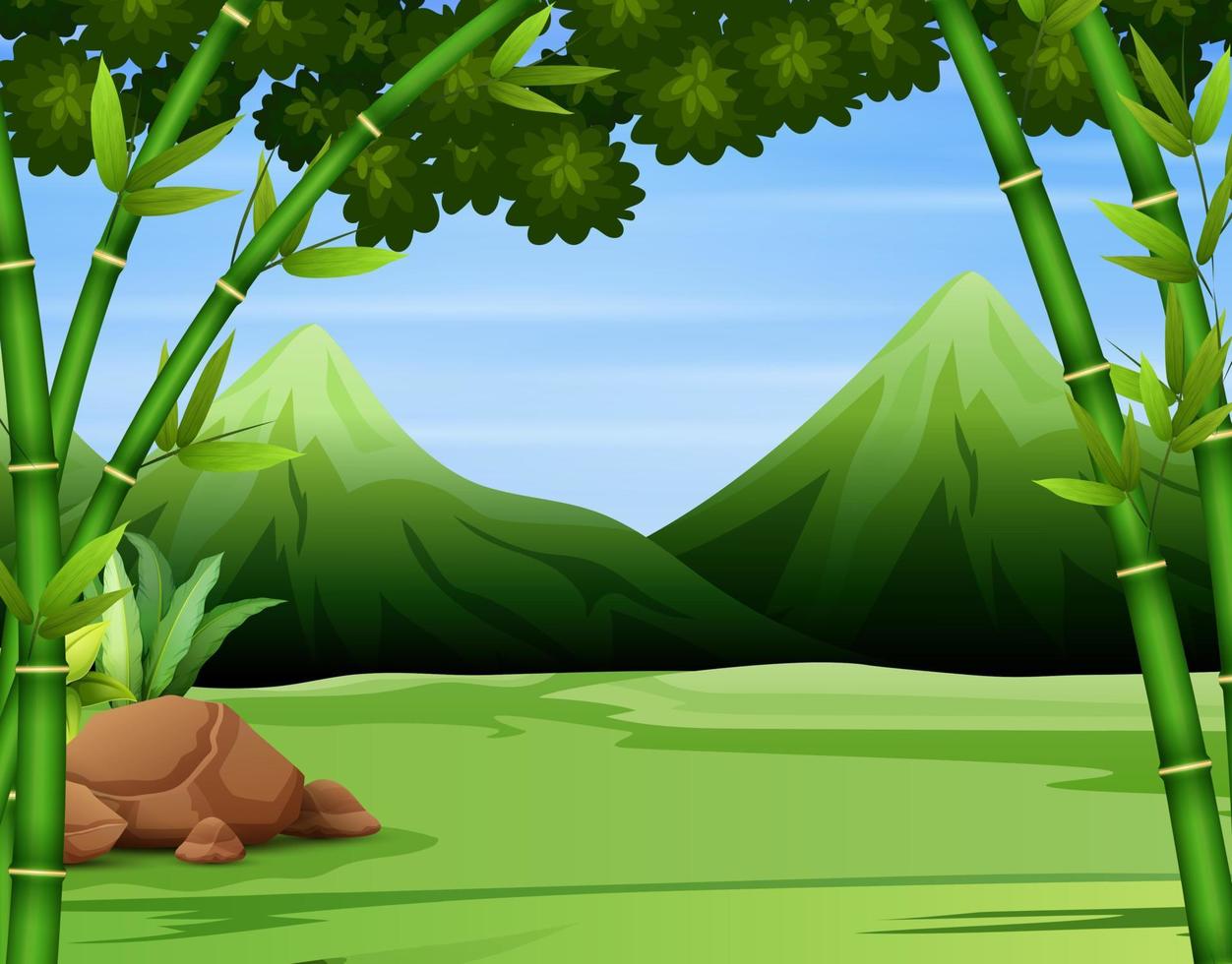 fondo de paisaje de bosque de montaña verde vector