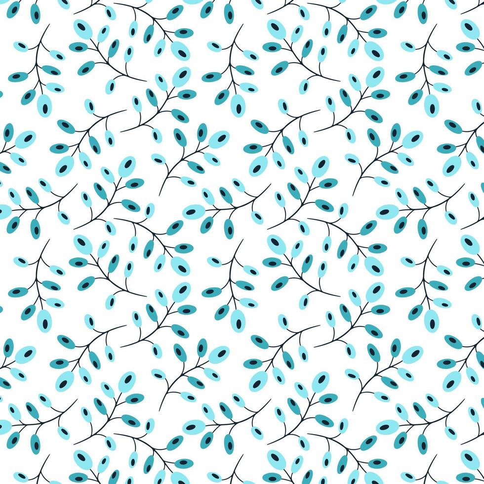 Textured seamless pattern with elements of botanical lines and twigs. Vector pattern with minimalistic style.