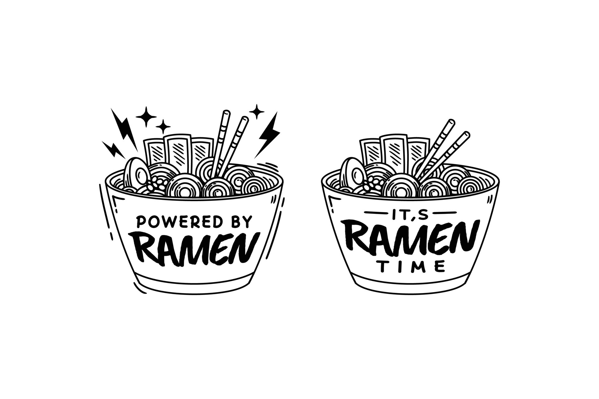Set collection of ramen udon noodle quotes graphic, logo, label, badge