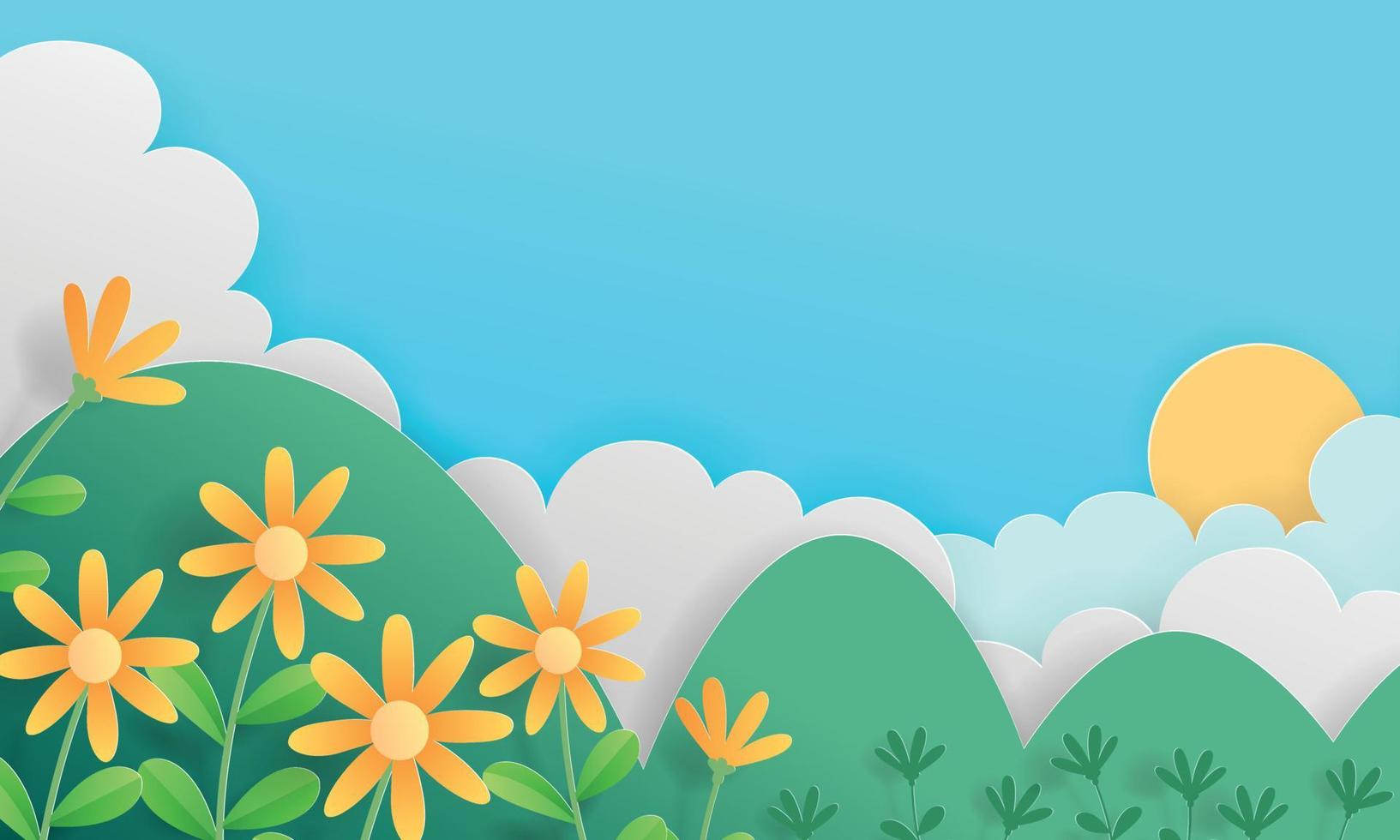 beautiful nature scenery paper cut art, vector