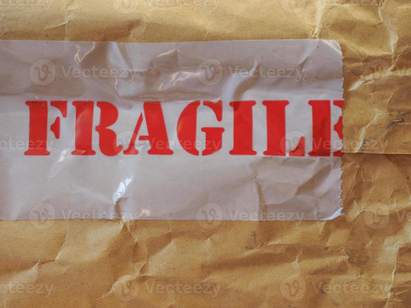 Fragile label on packet photo