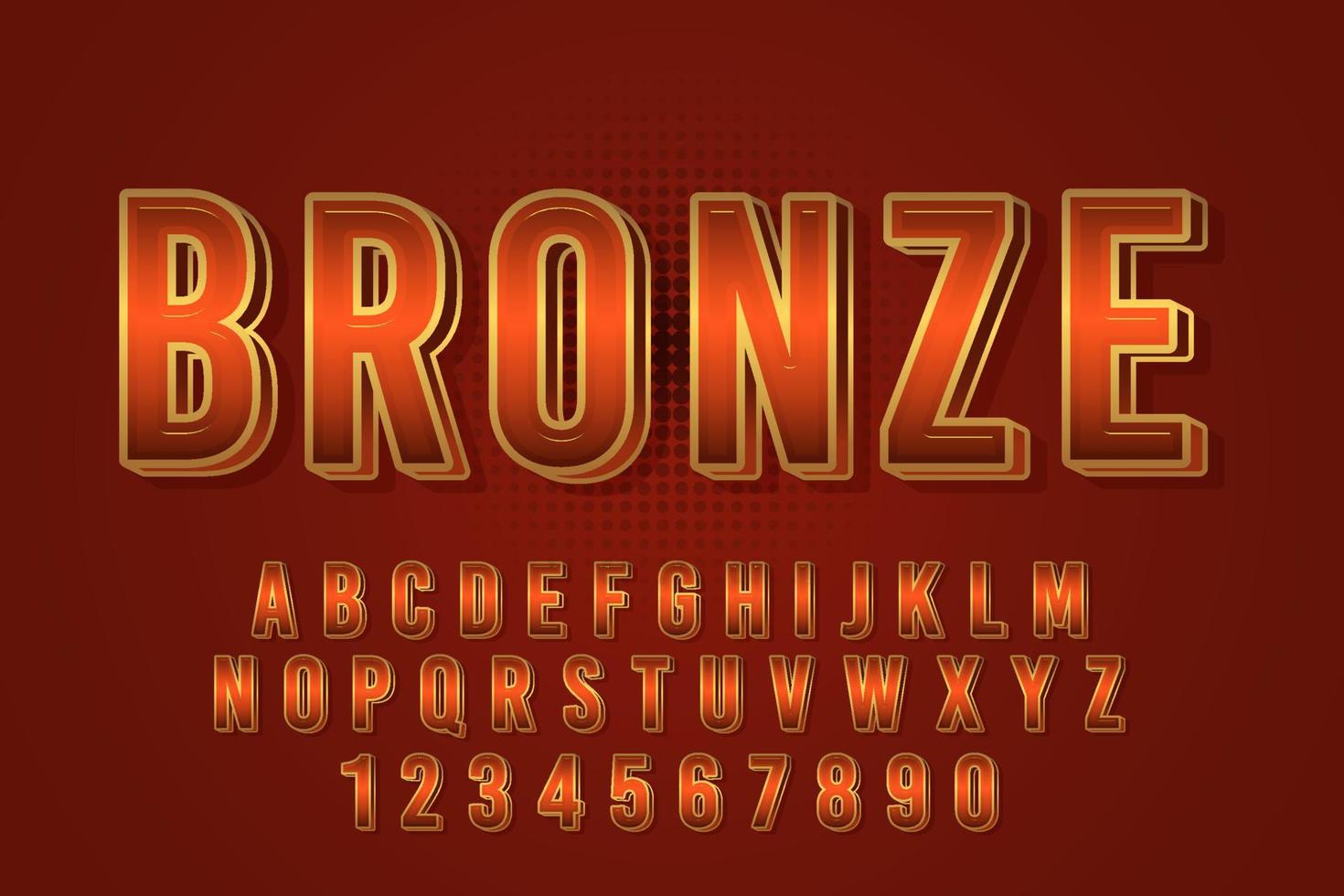 decorative bronze Font and Alphabet vector