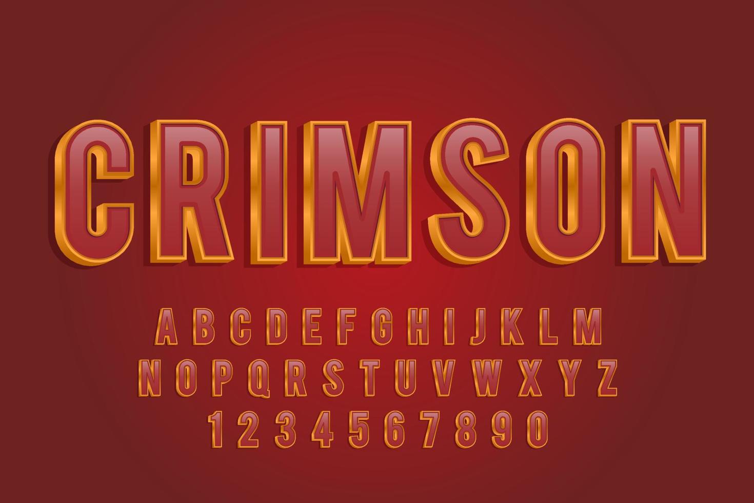 decorative crimson Font and Alphabet vector