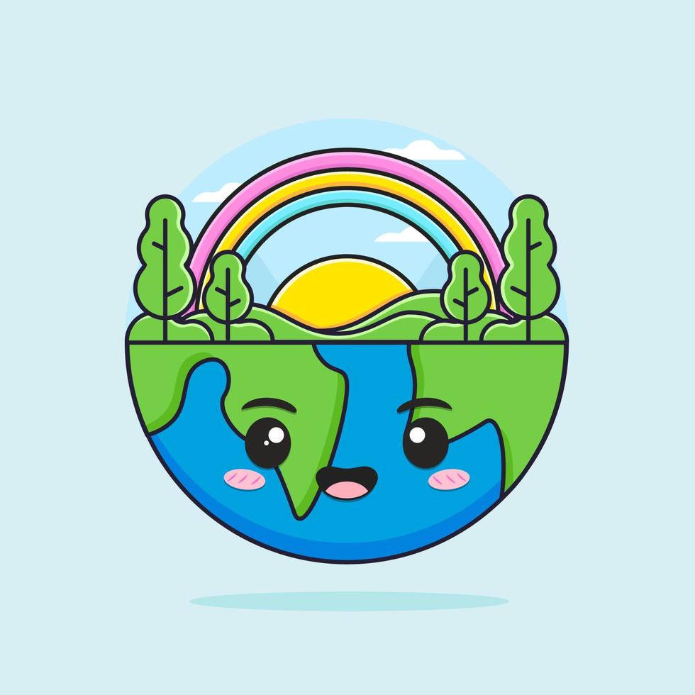 illustration of happy cute mother earth vector