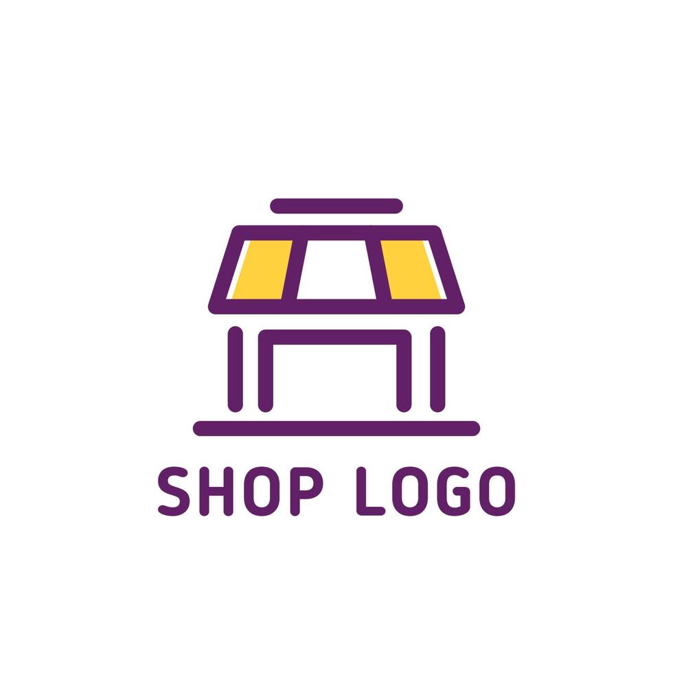simple shop logo concept in purple and yellow color vector