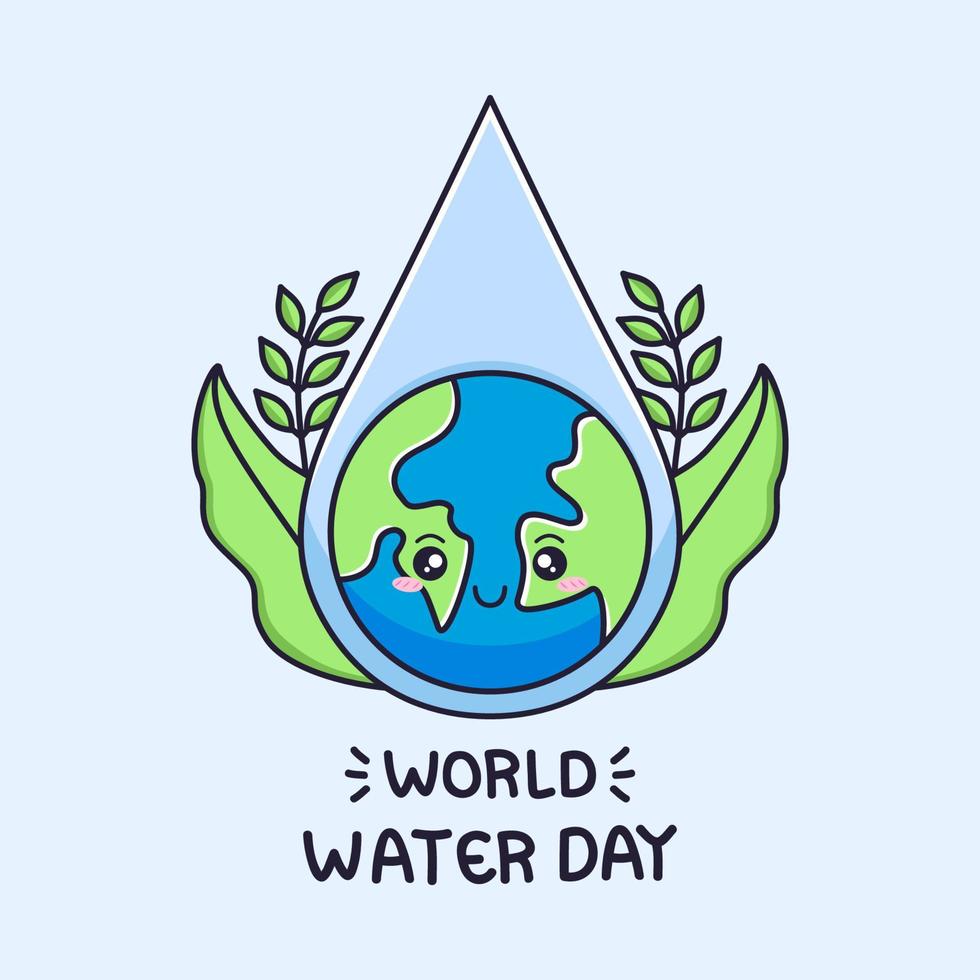 illustration of world water day with cute earth vector