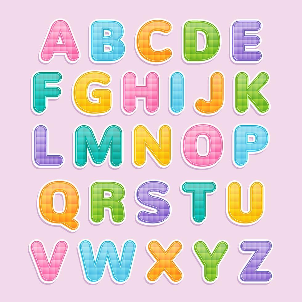 set of colorful cute alphabet vector