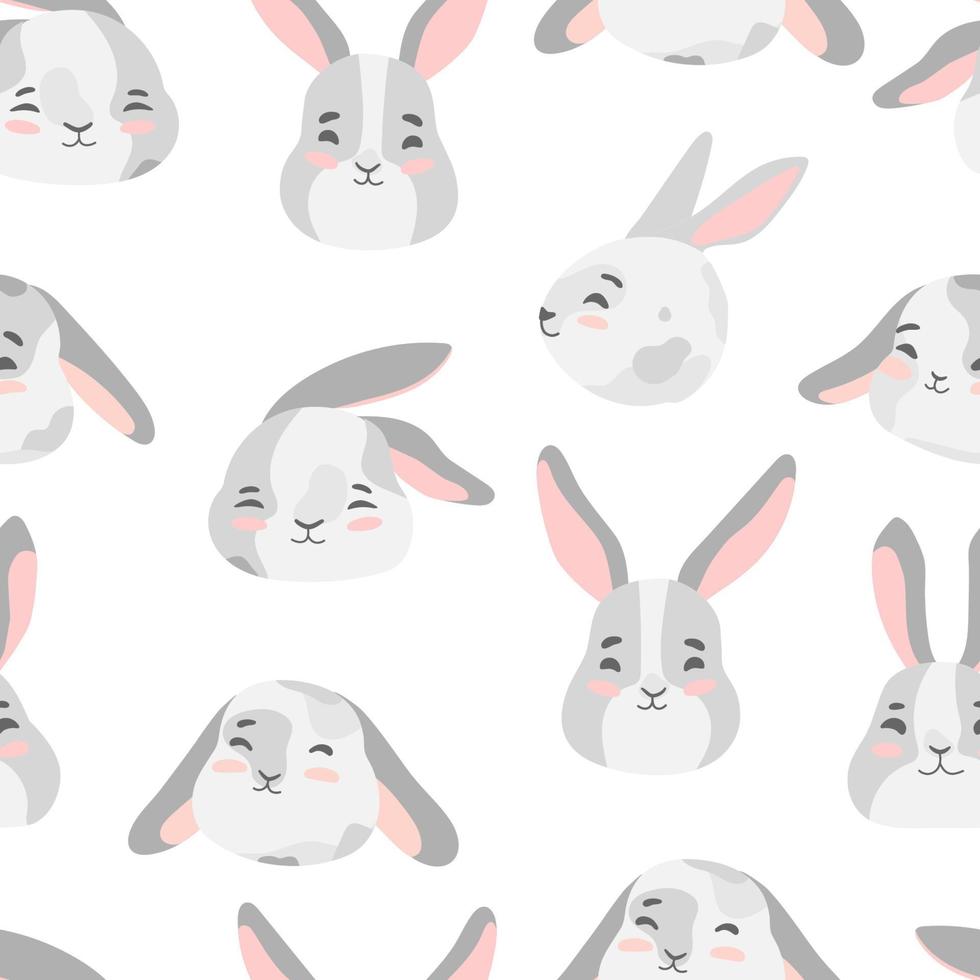 Happy Easter bunny vector seamless pattern. Spring background with rabbits or hares for textile, wallpaper or print design. Flat cartoon texture Illustration