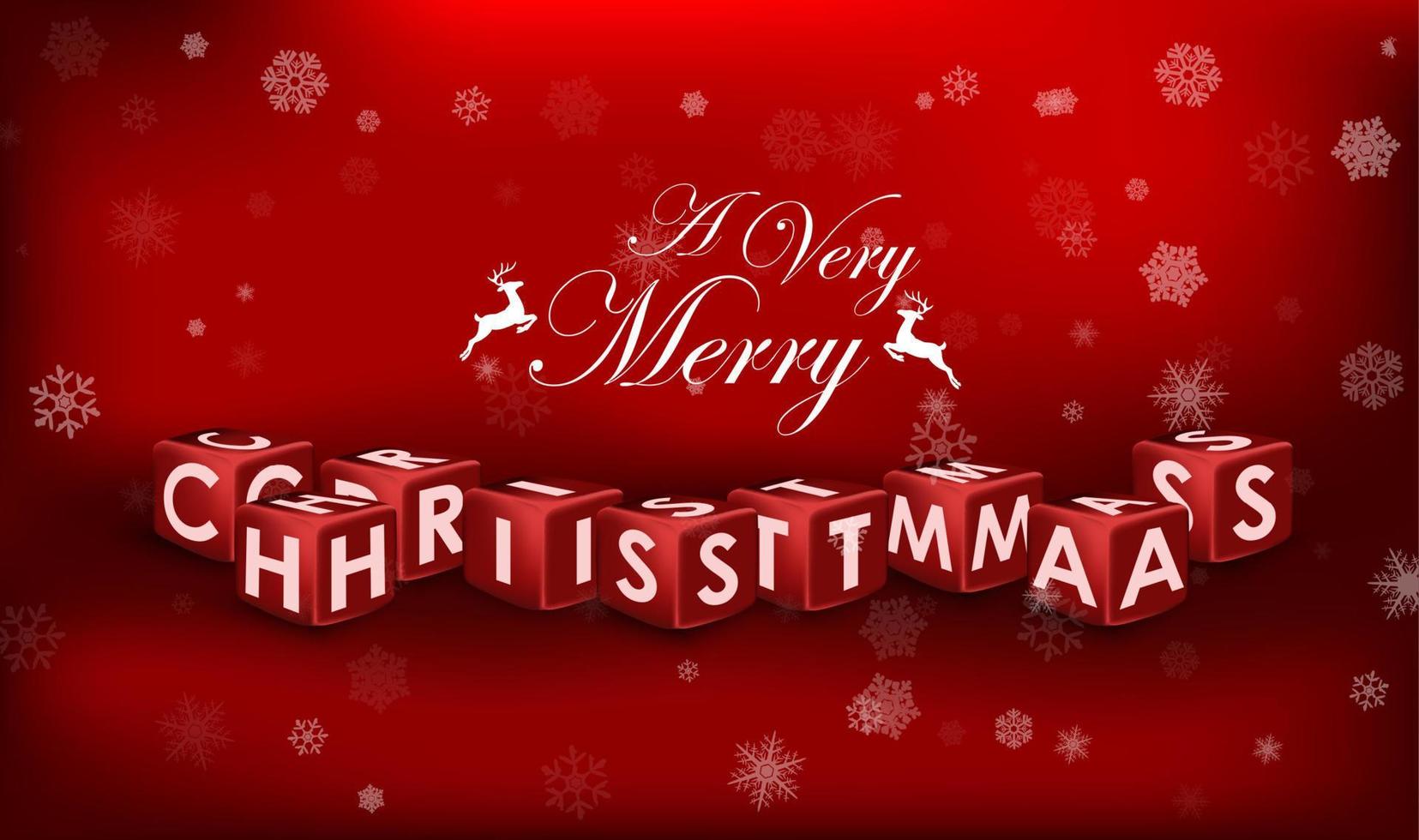 Merry Christmas 3d text on red background.Vector vector