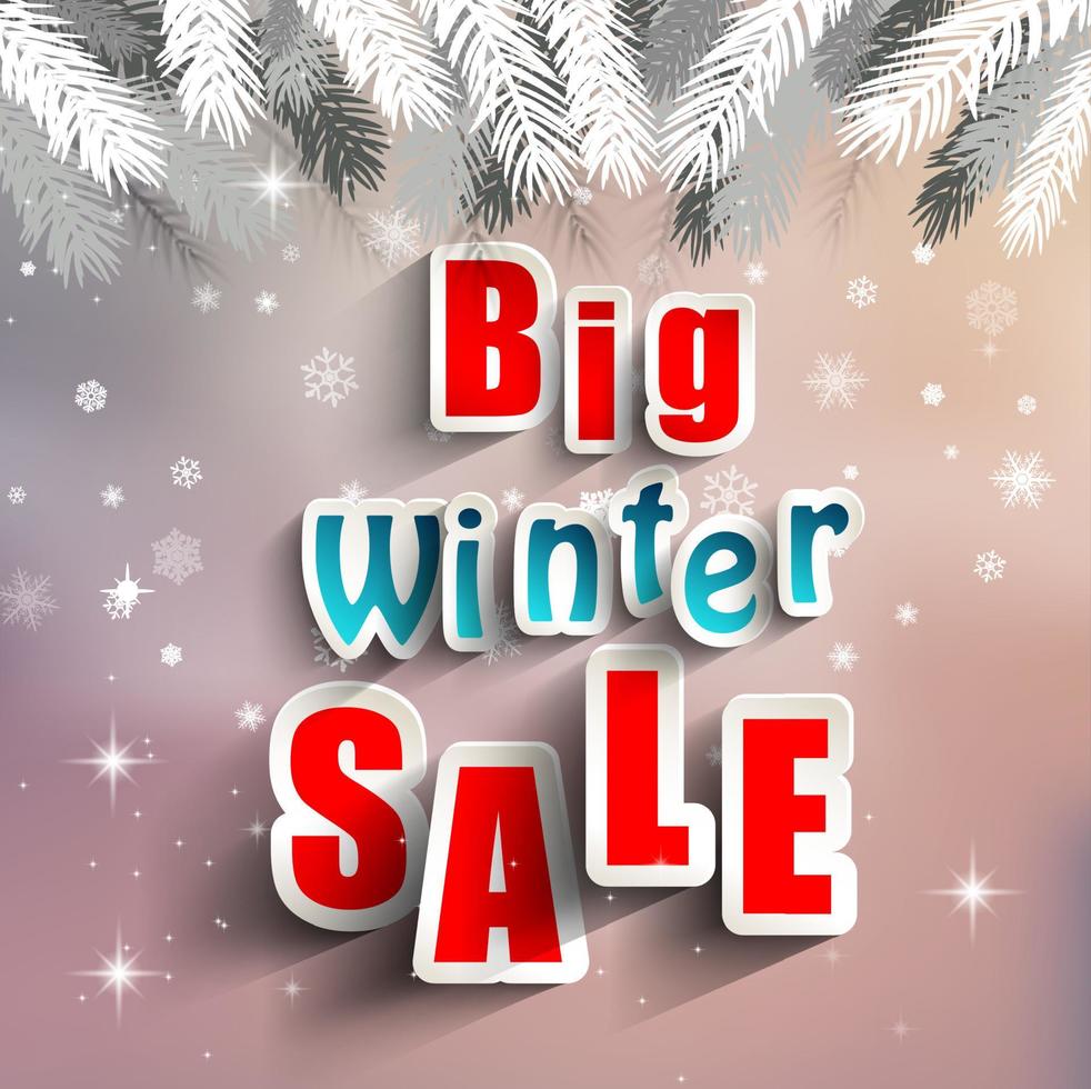 Advertisement about the sale background with christmas decoration. vector