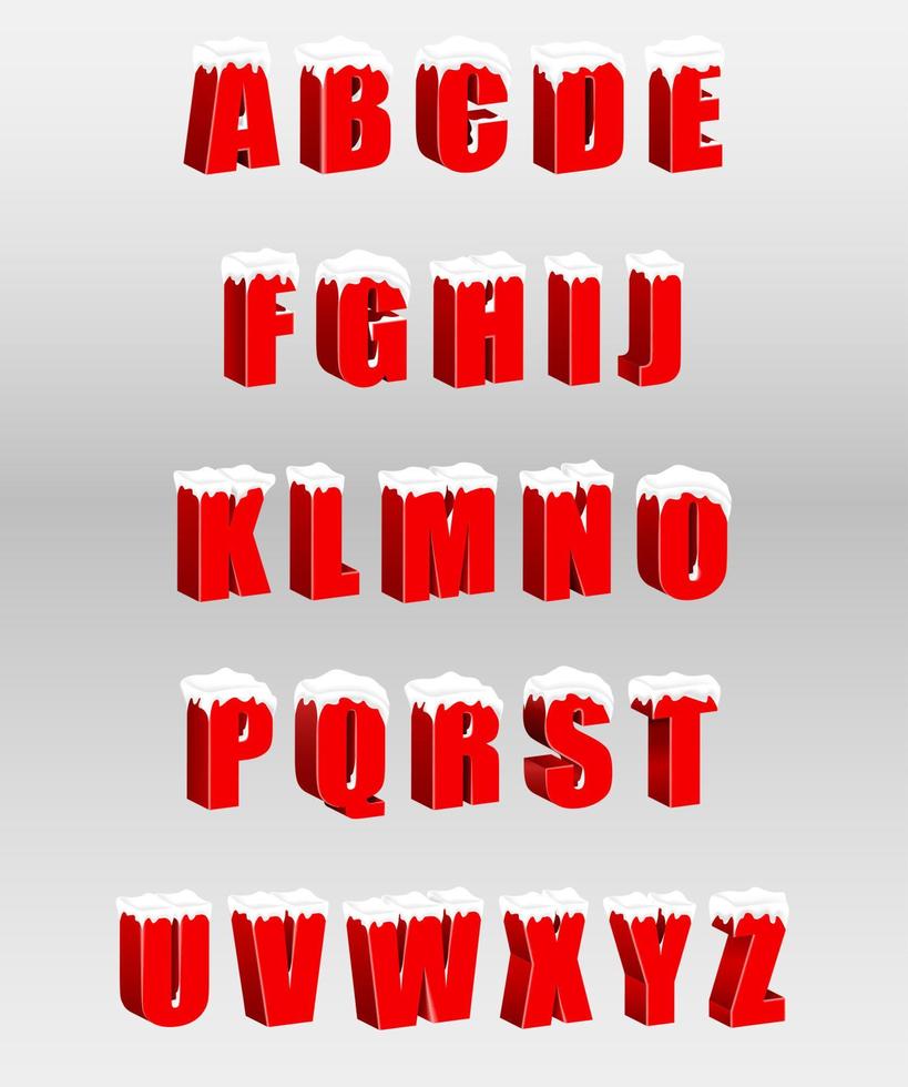 Alphabets red 3d letters vector